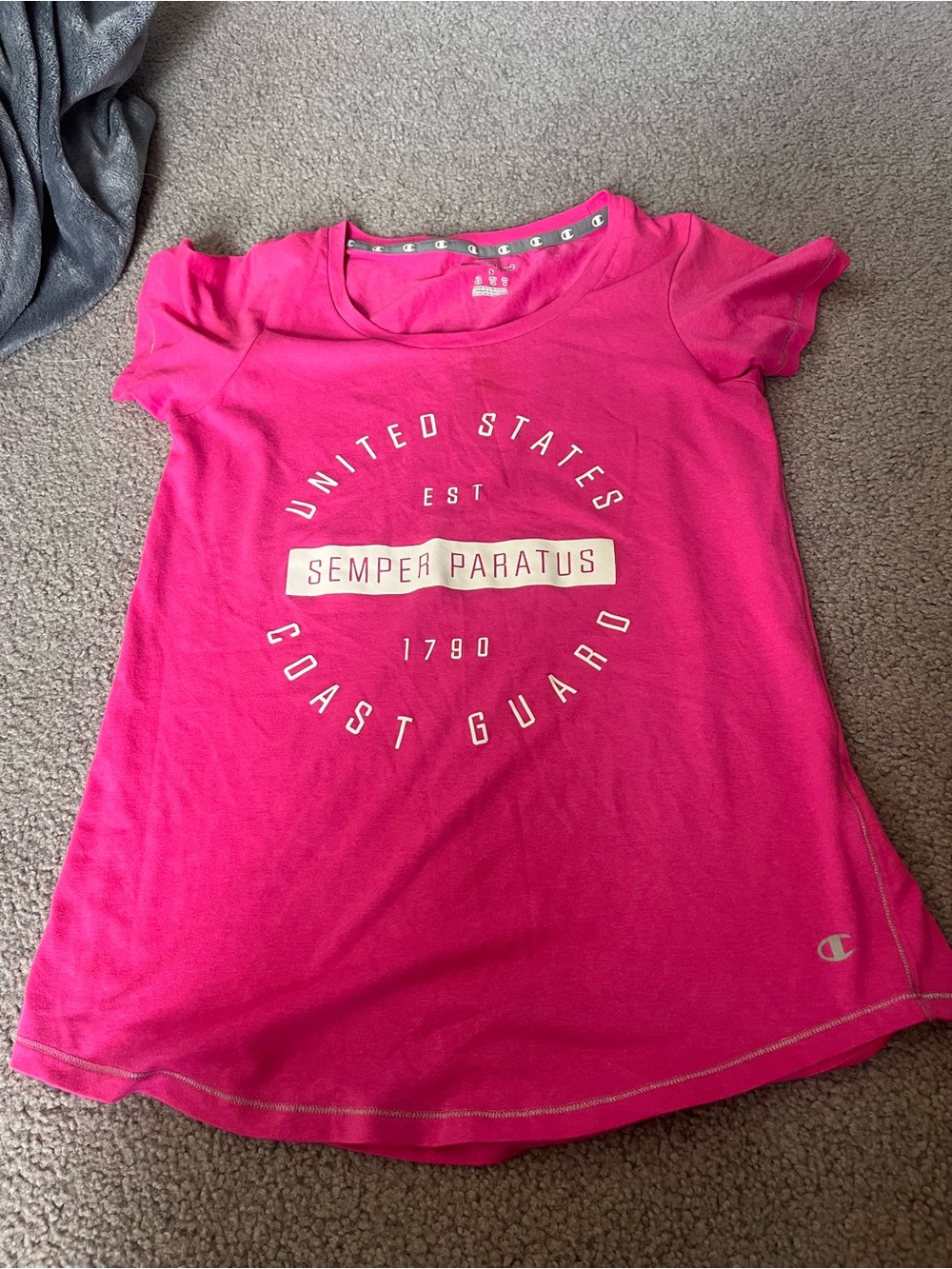 Champion Bright Pink 'Semper Paratus' Coast Guard Tee